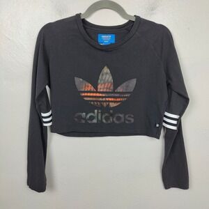 Adidas Originals Rita Ora Trapeze Cropped T-Shirt Womens Large Black Pullover